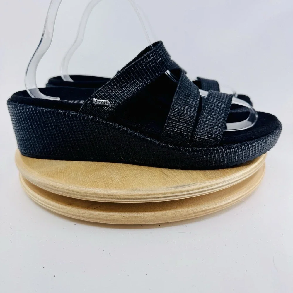 Skechers Martha Stewart Beverlee Platform Sandals Womens 9 Black‎ Comfort Shoes